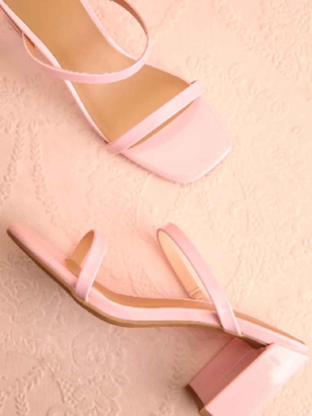 Elegant Pink Block Heel Sandals - Women's Strappy Heels